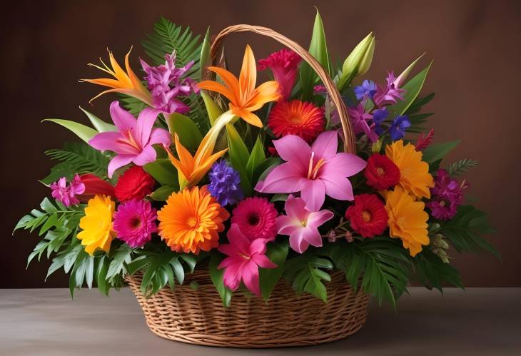 Radiant Basket of Exotic Flowers A Tropical Floral Showcase