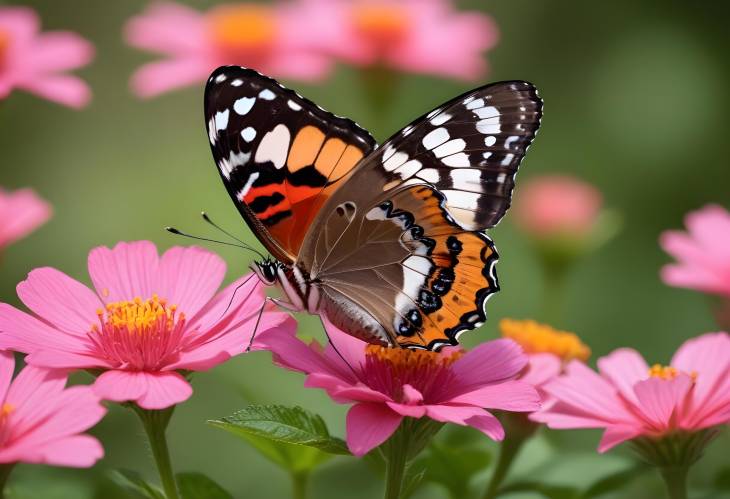 Radiant Butterfly on Pink Flower  A Beautiful Natures Moment