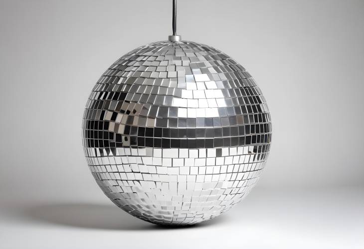 Radiant Silver Disco Ball Isolated on White, Perfect for Party Decorations and Dance Floor Lighting