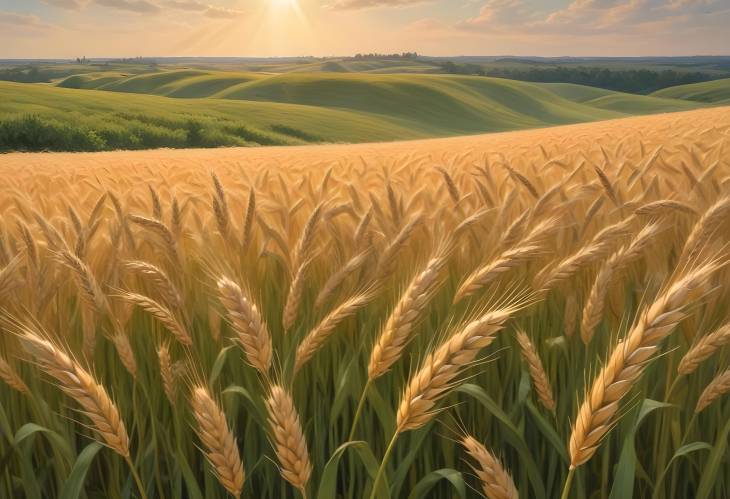 Radiant Wheat Field Under the Summer Sun with Gentle Breezes