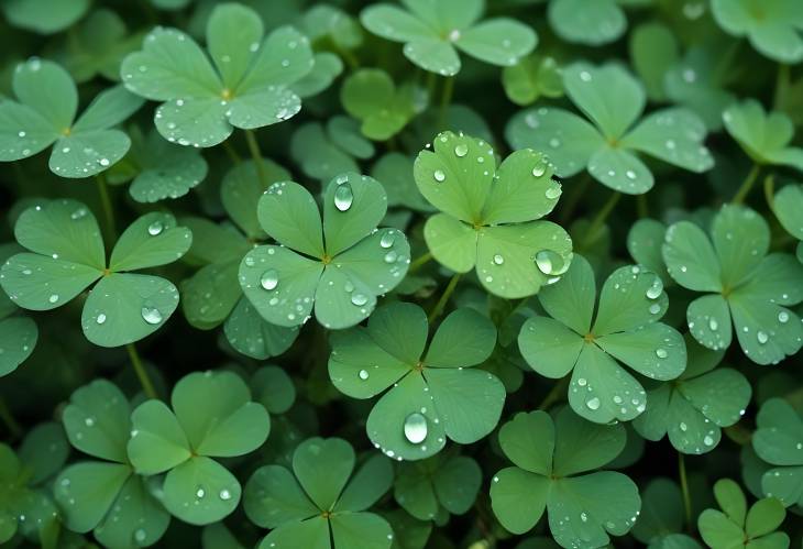 Raindrops and Morning Dew on Clover Leaf