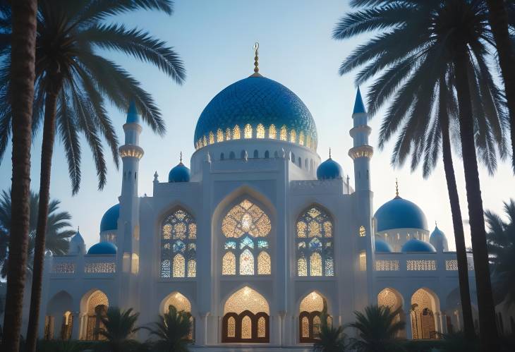 Ramadan Kareem Mosque View with Starry Night