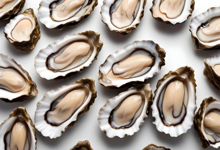 Raw Oysters Isolated on White Fresh and Clean for Gourmet Dishes