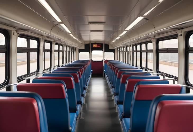 Rear View of Empty Double Decker Seats Straight Shot of Upper and Lower Decks