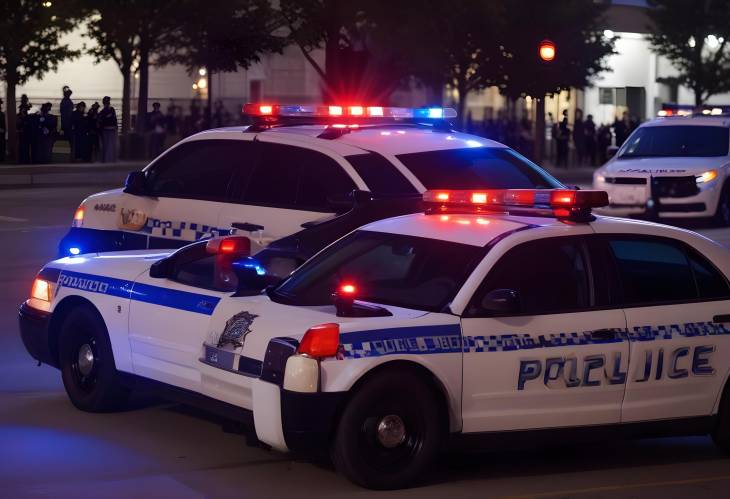 Red and Blue Flashing Lights on Police Car, Emergency Response Vehicle, Law Enforcement Patrol Car,