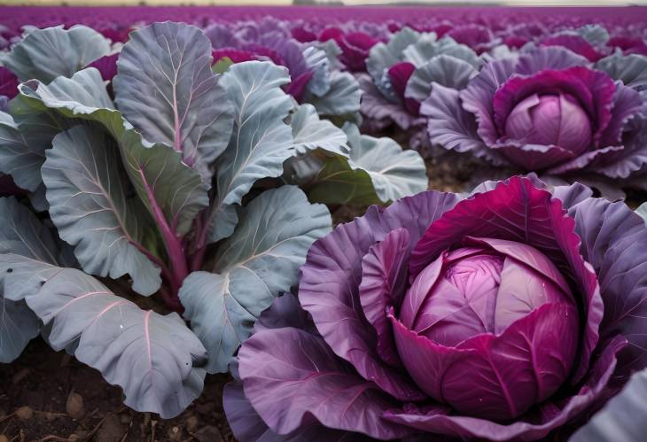 Red Cabbage Growing in a Field