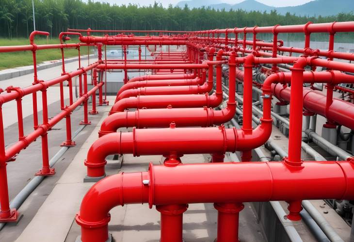 Red Fire Suppression Pipeline System Critical Infrastructure for Fire Safety