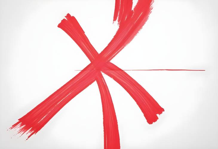 Red Marker Cross on White Background, Isolated for Top View Clarity and Design