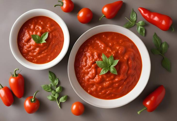 Red Pepper and Tomato Sauce Robust Sauce Blending Red Peppers and Tomatoes for a Flavorful Dish