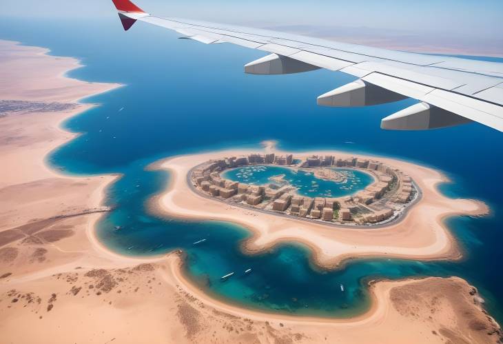 Red Sea Wonders Reefs and Hotels of Sharm El Sheikh from a Plane Window