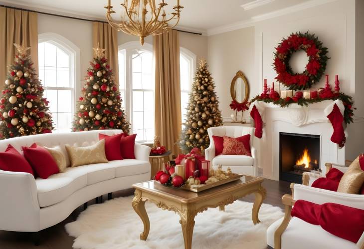 Refined Christmas Decor Gold and Red Accents for a Stylish Holiday