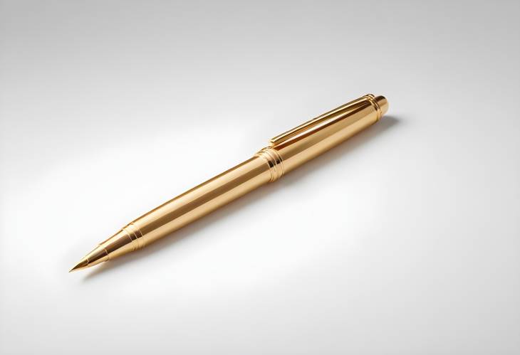 Refined Golden Pen Isolated on White Background Premium Quality Writing Tool for Professional Use