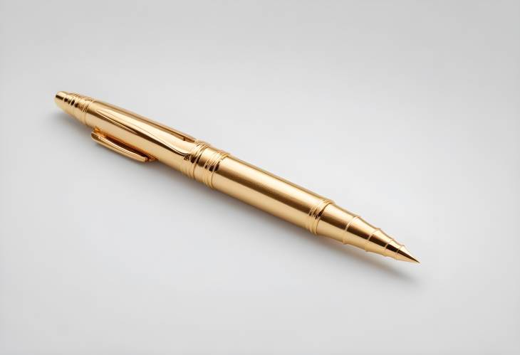 Refined Golden Pen Isolated on White Perfect for Professional and Elegant Writing Tasks