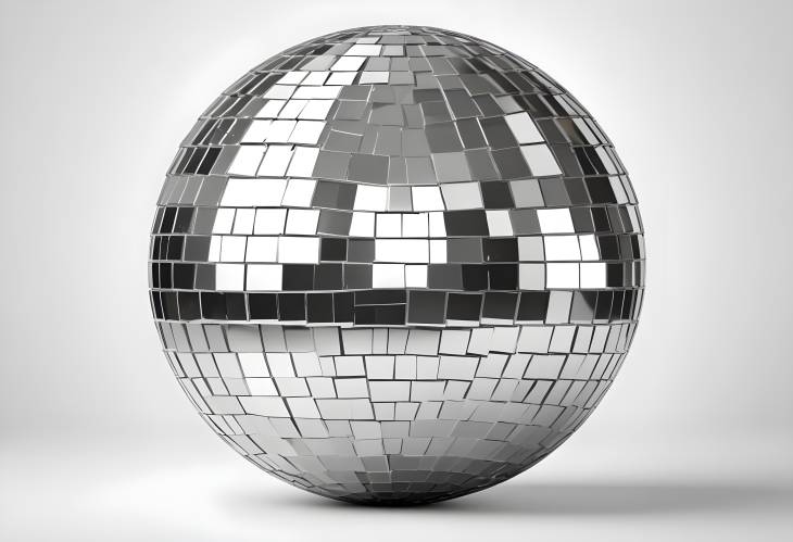 Reflective Shiny Silver Disco Ball Isolated on White for Elegant Party and Dance Floor Lighting