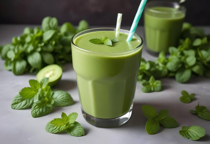 Refreshing Green Smoothie with a Mint Kick Perfect for a Boost of Vitality