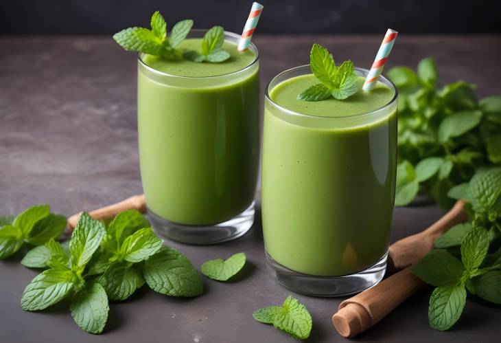 Refreshing Green Smoothie with Mint A Healthy Blend of Greens and Fresh Mint