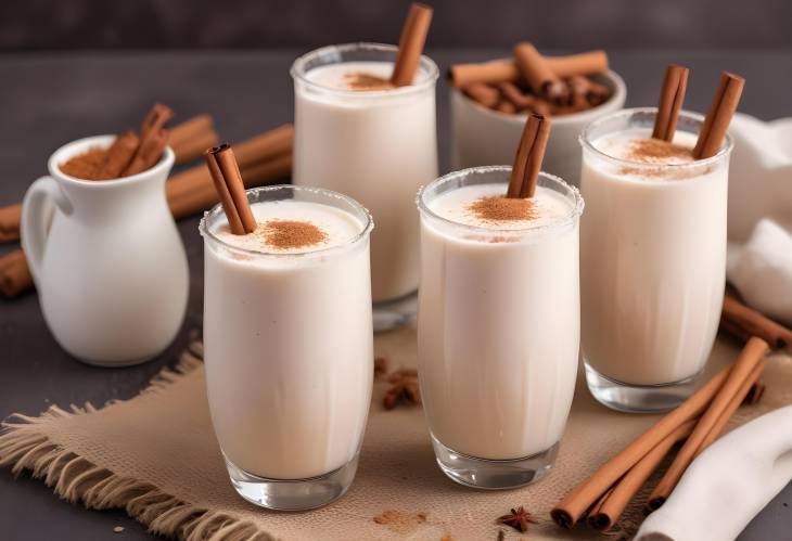 Refreshing Horchata with Cinnamon, Traditional Mexican Rice Water Drink