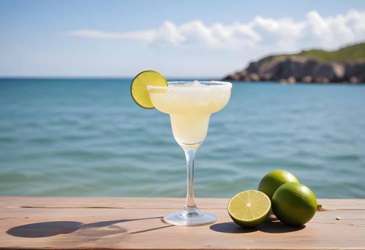 Refreshing Margarita Served Outdoors with a Stunning Water Background Ideal Travel Concept