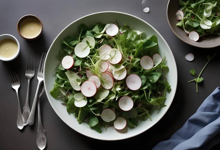 Refreshing Spring Greens Salad with Fennel, Radish, and Miso Dressing