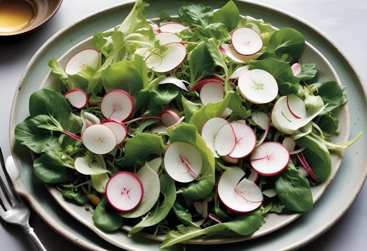 Refreshing Spring Greens Salad with Fennel, Radish, and Miso Dressing