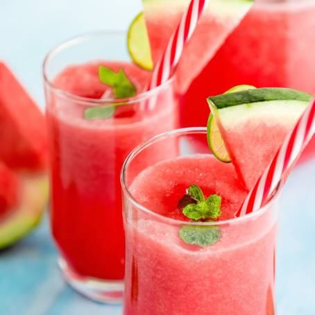 Refreshing Summer Smoothie Close Up of Watermelon Juice in Glasses