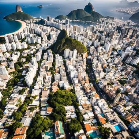 Remarkable Aerial View of Rio de Janeiro Cityscape and Coastal Areas with Urban Backdrop