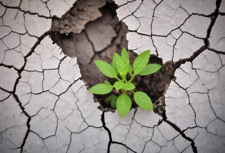 Resilient Small Plant Growing in Cracked Soil Natures Triumph Over Adversity