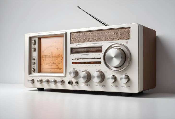 Retro Inspired Radio Receiver on White A Blend of Style and Function