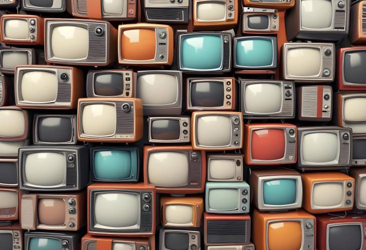 Retro Television Sets 3D Visualization of Media Evolution