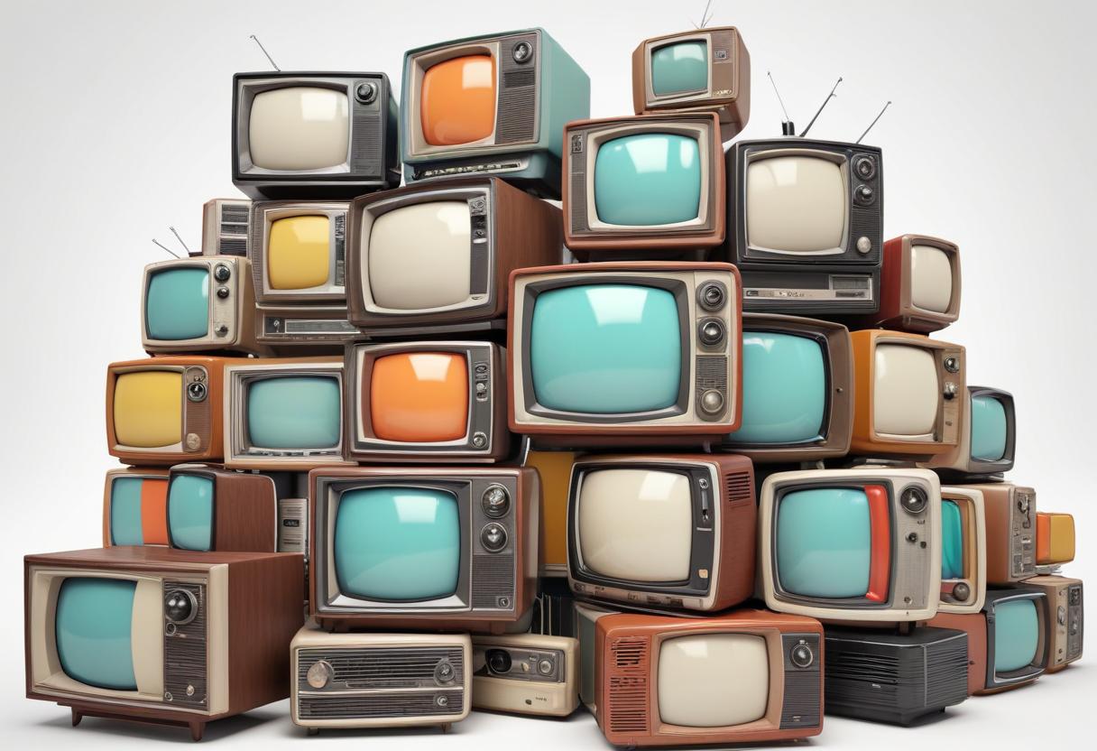 Retro TV Sets 3D Illustration of Vintage Communication Media