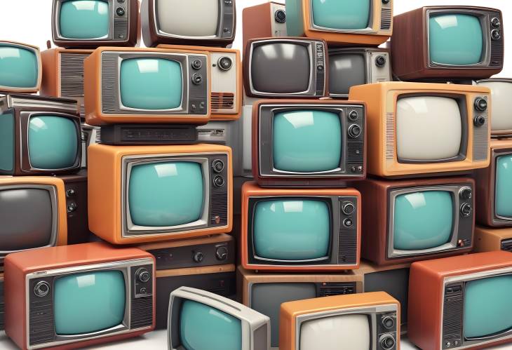 Retro TVs in 3D Exploring Media and Communication Evolution