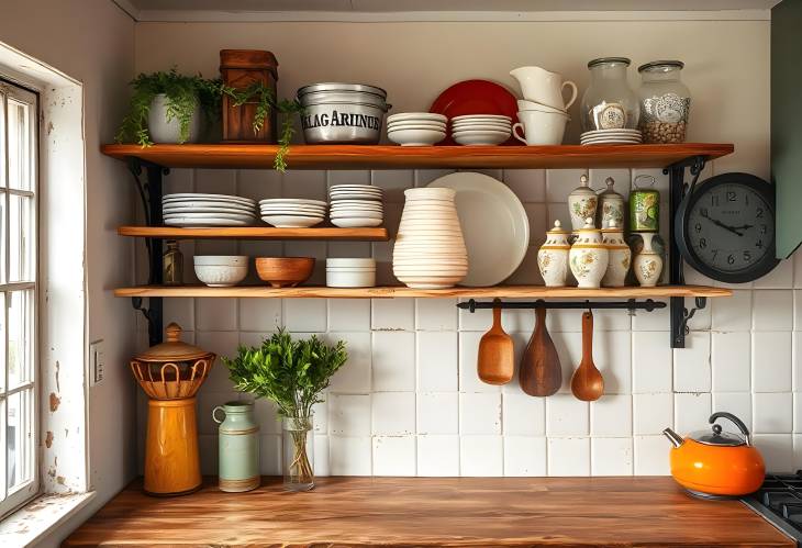 Retro Vibes Shabby Chic Vintage Shelf in the Kitchen