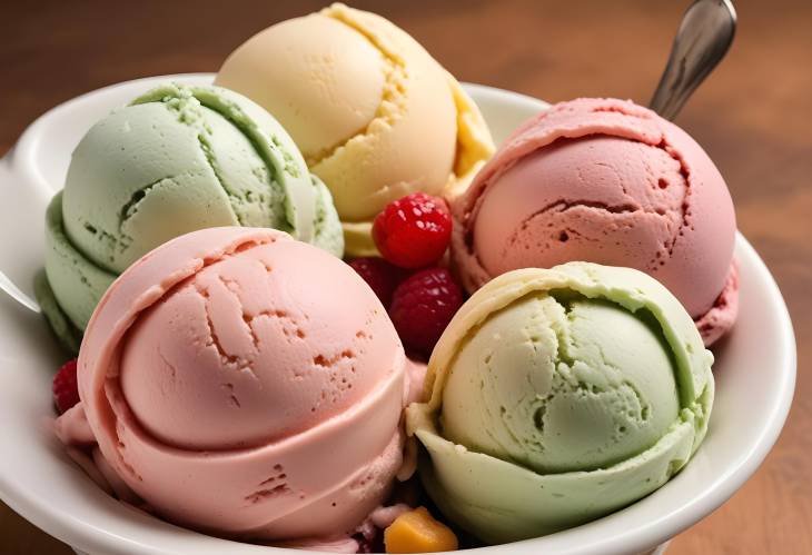 Rich and Dense Gelato Italian Ice Cream with Intense Flavors and Creamy Texture