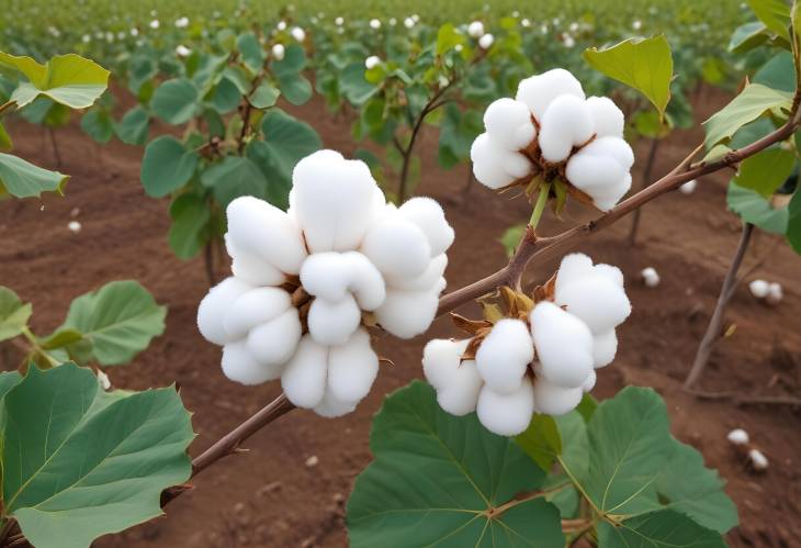 Ripe Cotton on Branch in Cotton Field  Close Up of Cotton Bolls Ready for Harvest