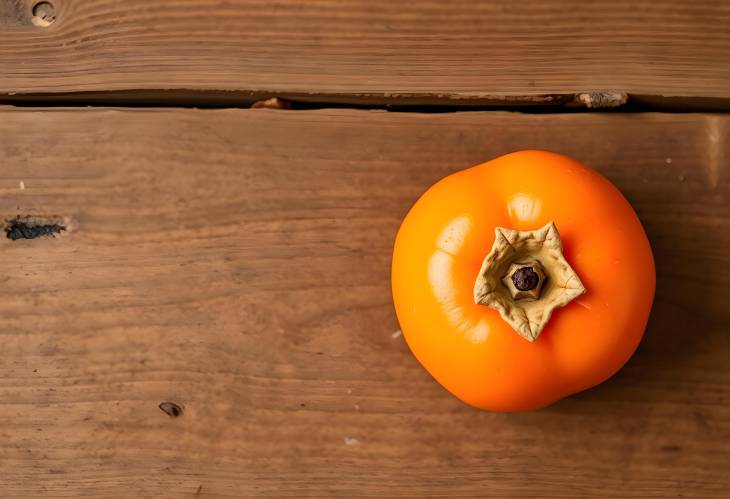 Ripe kaki persimmon on wooden background, also known as Sharon fruit, a local seasonal favorite