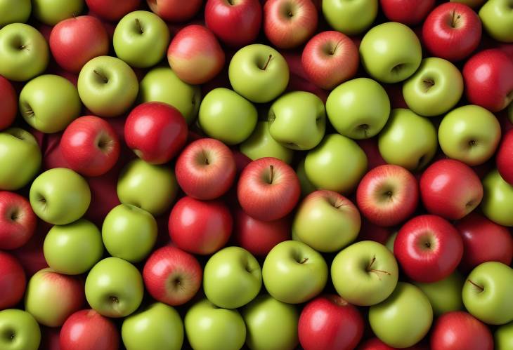 Ripe Red and Green Apples with Fresh Juicy Texture, Vibrant Background of Apples, Healthy Fruit Dis