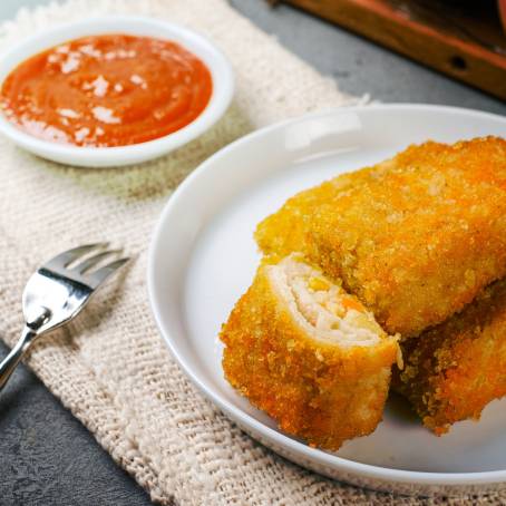 Risoles with Spicy Chili Sauce Perfect for Recipe Books and Catalogs