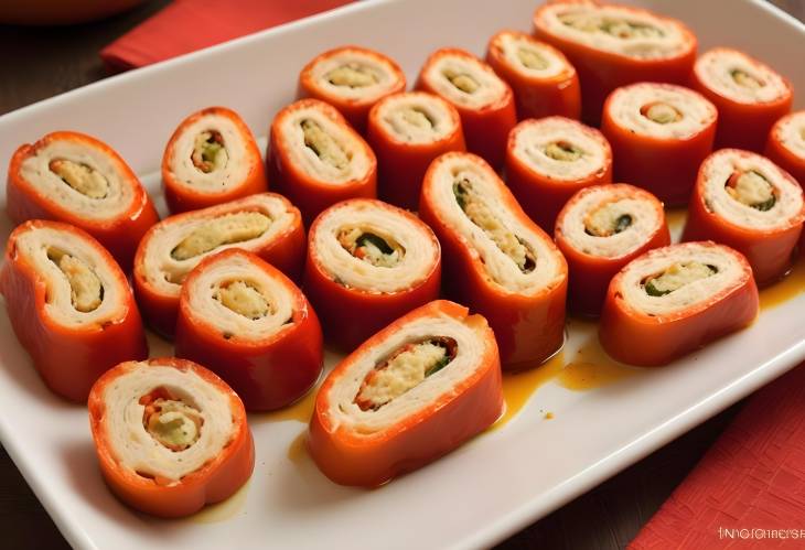 Roasted Pepper Rolls Gourmet Rolls with Roasted Peppers and Savory Fillings, Ideal for Elegant Meals