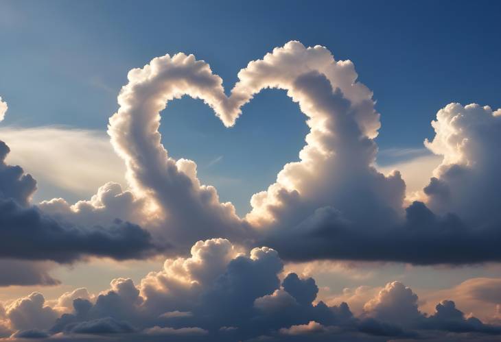 Romantic Heart Clouds Against a Clear Sky