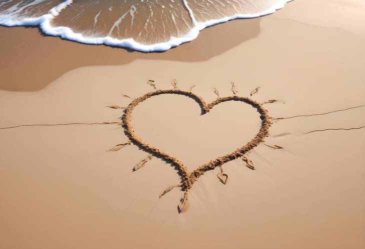 Romantic Heart Design in Sand on Beach A Beautiful Symbol of Love and Connection