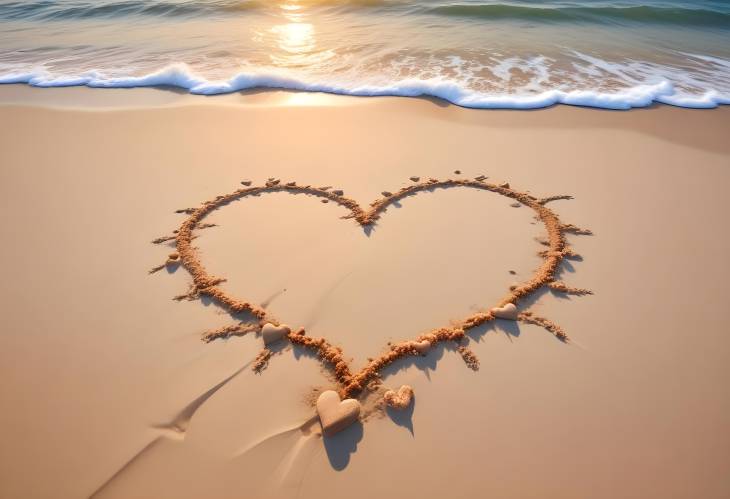 Romantic Heart Shape in Sand at Sea Beach A Beautiful Gesture of Love by the Ocean