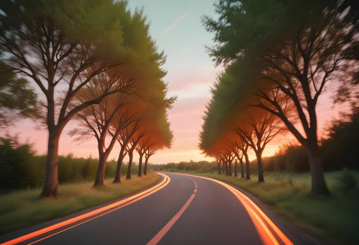 Romantic Roadway with HeartShaped Trees