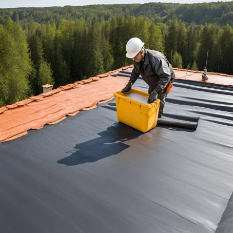 Roof waterproofing installation Protective bitumen layer for building construction