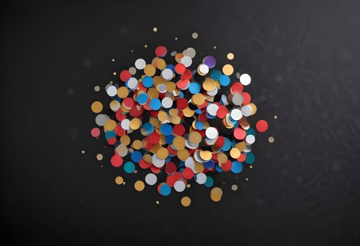 Round Colorful Paper and Foil Confetti Isolated on Black and White Background