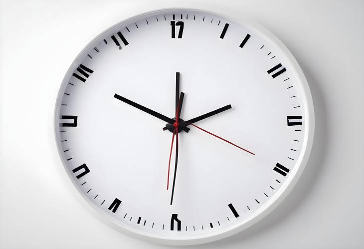 Round Office Clock with Clean Design on White Background Perfect for Professional Settings