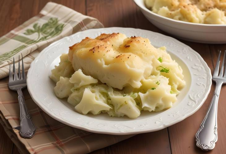 Rumbledethumps Scottish Baked Dish of Mashed Potatoes, Cabbage, and Onions