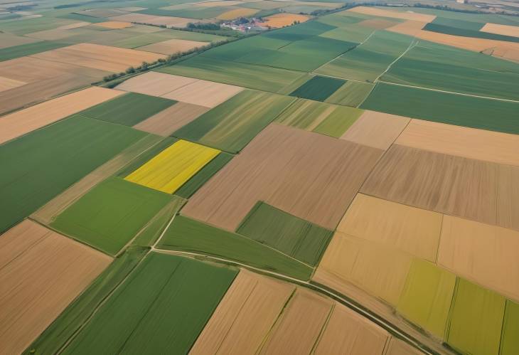 Rural Agricultural Landscape Seen from Above