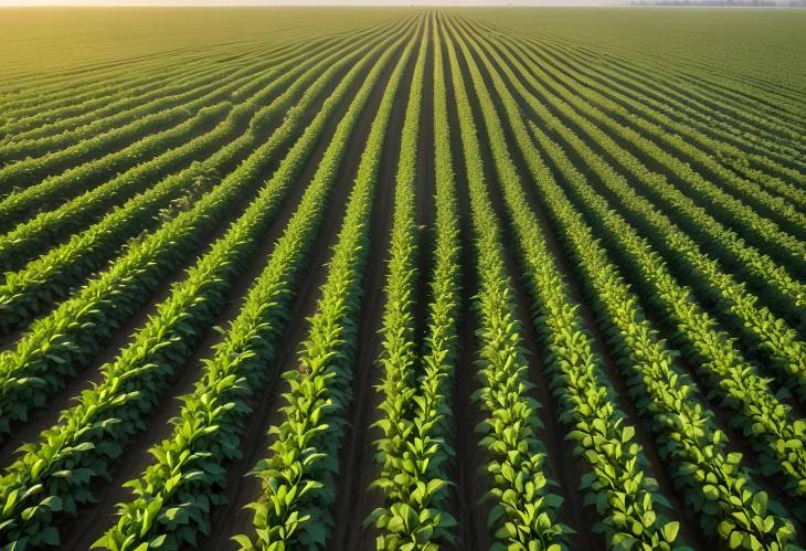 Rural soy fields illuminated by the early morning suns sustainable rays