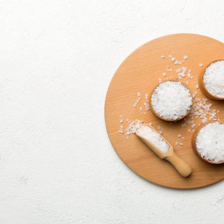 Rustic Salt Crystals on a Wooden Plate