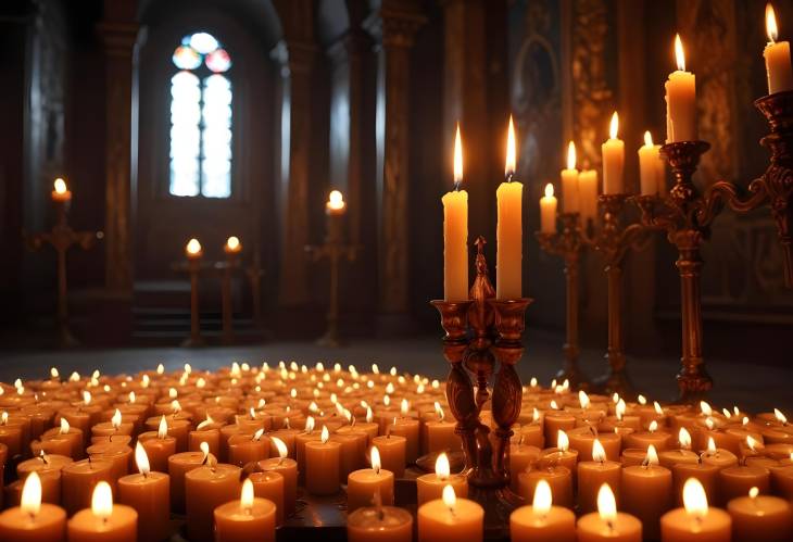 Sacred Serenity Candlelight in the Holy Darkness of an Orthodox Church